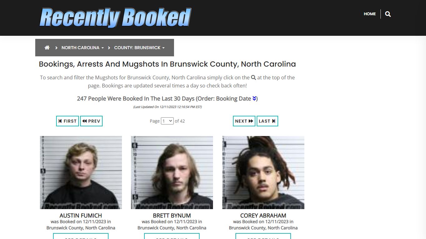 Bookings, Arrests and Mugshots in Brunswick County, North Carolina